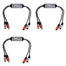 3X 2-Way RCA Audio Isolator Audio Noise Filter RCA Audio Current Noise Eliminator Isolator Audio Signal Noise Reducer