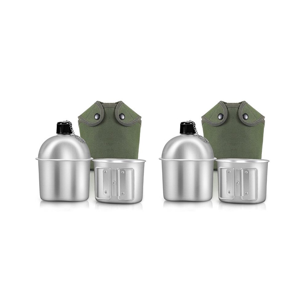 2X Outdoor Canteen Cookware Set Canteen Cup Portable Water Bottle With Grab Handle Cup For Outdoor Camping Hiking 6032879161296