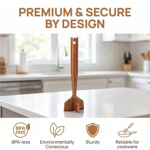 Wooden Ground Beef Masher, Heavy Duty Meat Chopper for Ground Beef,for Nonstick Cookware, Kitchen Tool for Beef, Turkey