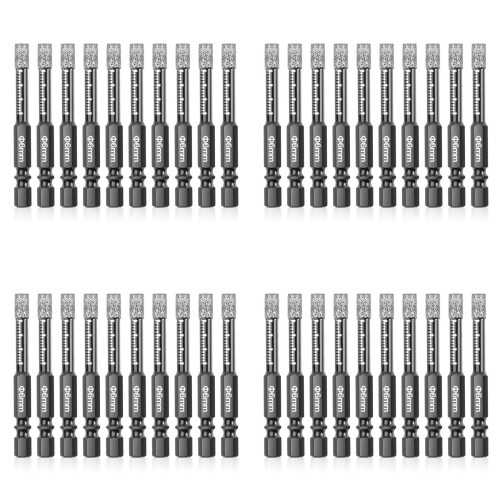 40Pcs Diamond Drill Bits,6mm Dry Diamond Core Drill Bit Set for Ceramic,Granite,Tile,Glass,Marble,Brick,Stone
