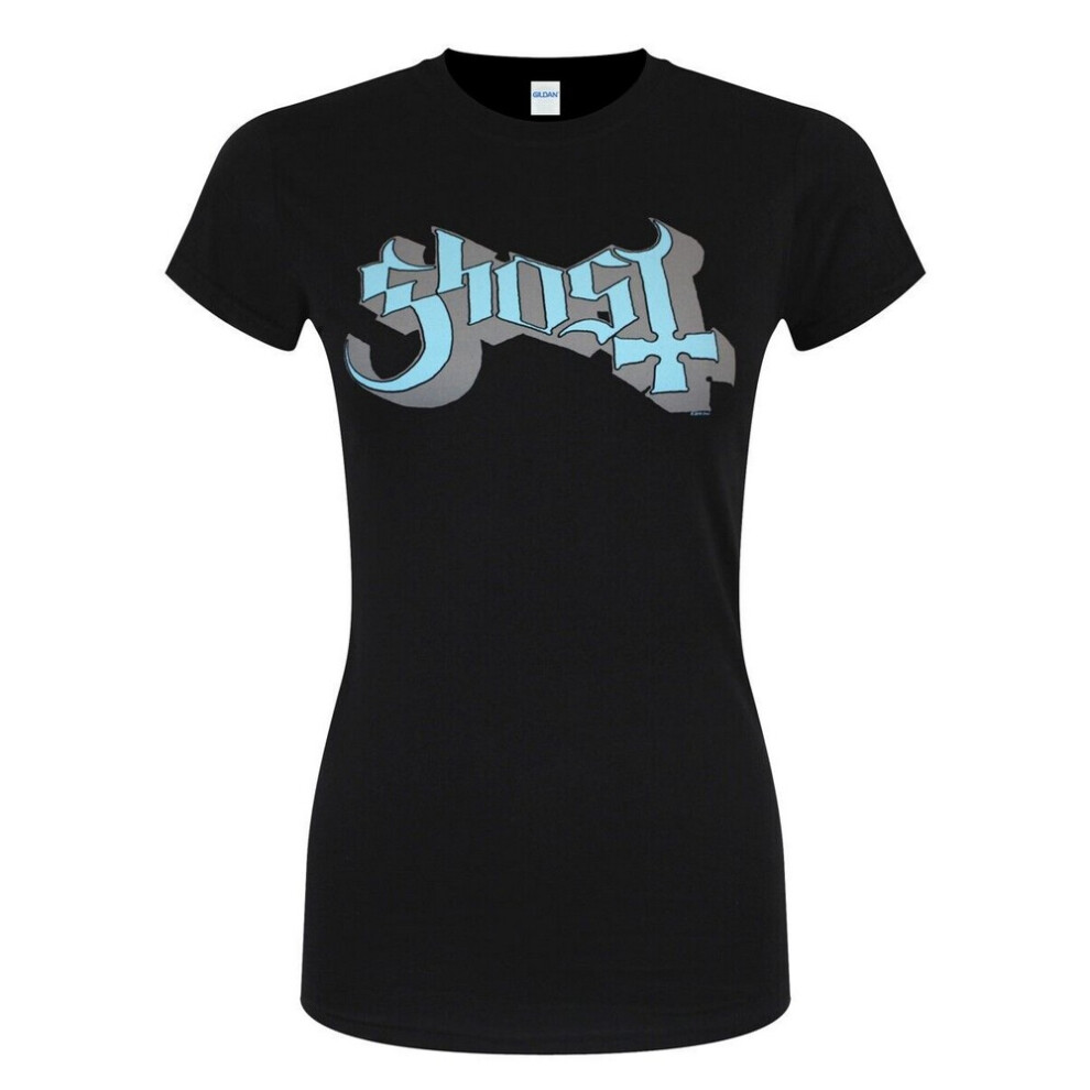 Ghost (Xl, Black/Blue/Grey) Womens/Ladies Keyline Logo Skinny T-Shirt