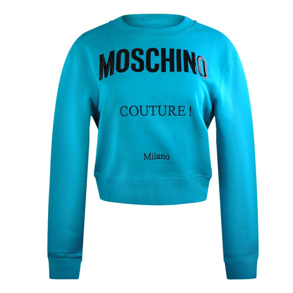 Moschino (Xs, Turquoise Blue) Unisex Adult Couture Logo Sweatshirt Blue,Green