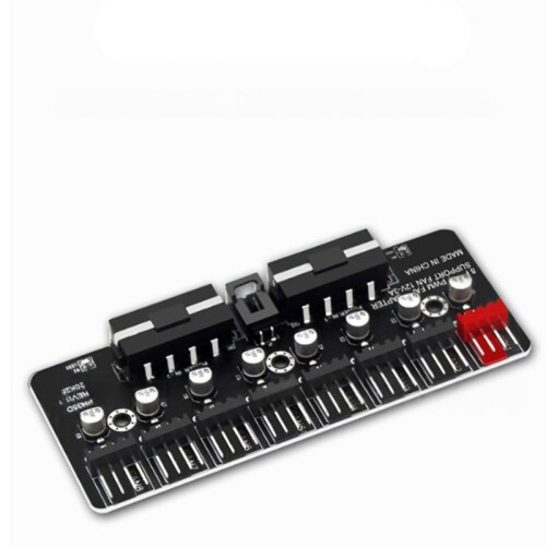 PWM Hub Fläktförlängningssplitter 12V Kylfläkthastighetskontrolladapter Stöder 3-Pinnars 4-Pinnars PWM-Fläktar -Gränssnitt 2