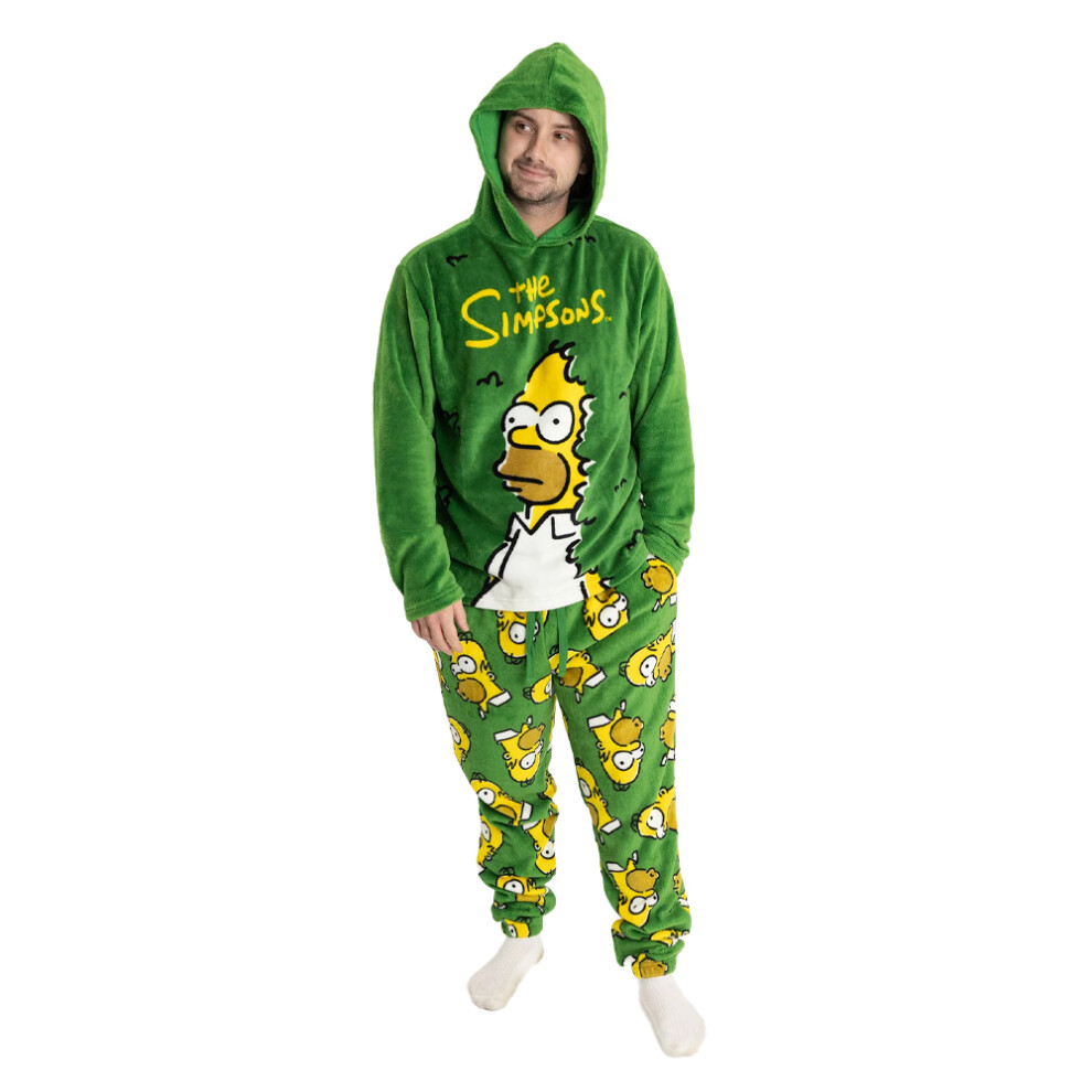 The Simpsons (M, ) Mens Homer Simpson Long Pyjama Set Green