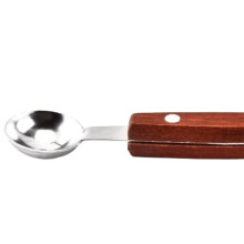 Cuchara Sacabolas de Melón de Doble Cara con Mango de Madera, Cuchara de Acero Inoxidable 2 en 1 de 18 cm (Paquete de 2)