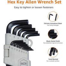 1set /26pcs Basics Hex Key Allen Wrench, Long Arm,  End, Metric and Standard Sizes, Chrome Steel