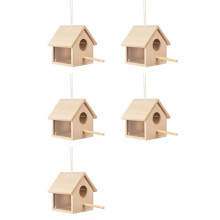 5X Outdoor Bird Houses Transparent Wooden Bird House for Outside,Hanging Birdhouse