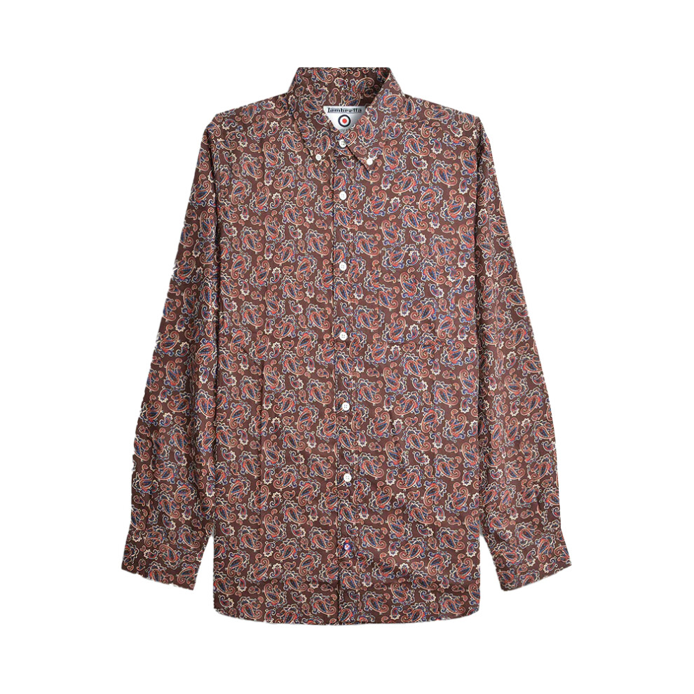 Lambretta (3Xl, Burgundy) Mens Paisley Long-Sleeved Shirt