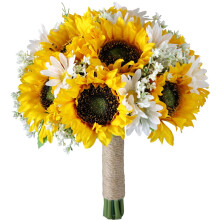 KüNstliche Sonnenblume Braut Hochzeit Strauß Romantische Handgemachte Halten Blume, GefäLschte Blumen GestäNdnis Partei Kirche