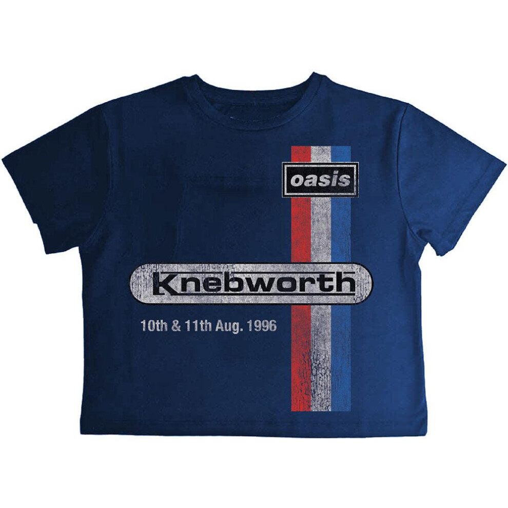 Oasis (Xl, Navy ) Womens/Ladies Knebworth '96 Crop Top Blue