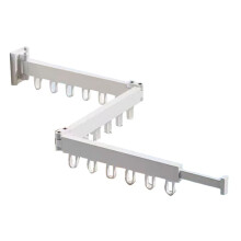 Retractable Cloth Drying Rack Folding Clothes Hanger Wall Mount Indoor & Outdoor Saving,3-Fold with 18 Aluminum Ring,A