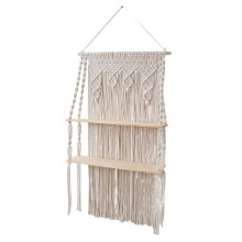Wall Hanging Shelves Macrame Boho Floating Plant Photos Storage Rack Wood Shelf for Bedroom Living Room Bathroom