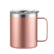 1 Stück Isolierter Kaffeebecher mit Deckel, 350 Ml Edelstahlbecher, Roségold, Passend für Kaffeemaschinen