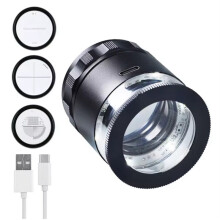10X Rechargeable Jeweler Magnifying Glass with Light Emitting Diode and 3 Marking Scales Field of View Adjustable-