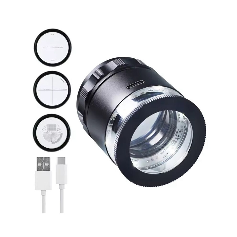 Saudism 10X Rechargeable Jeweler Magnifying Glass With Light Emitting Diode And 3 Marking Scales Field Of View Adjustable