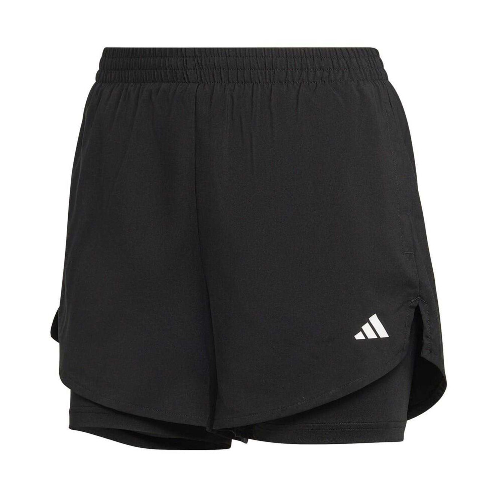 Adidas (4 Uk - 6 Uk, /White) Womens/Ladies 2 In 1 Running Shorts Black