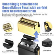 Folienrasierer für Herren, Elektrischer Doppelfolientrimmer, Nassrasierer, Kabellos und Wiederaufladbar mit USB-Anschluss
