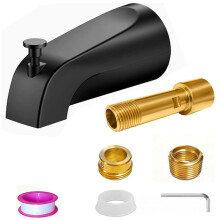 Zwarte Badkraan met Omstelkraan, 5,3 Inch (13,5 cm), Geschikt voor 1/2" (2,27 mm) Koperen Insteekkoppelingen en 1/2" (2,27 mm) of 3/4" (19 mm)