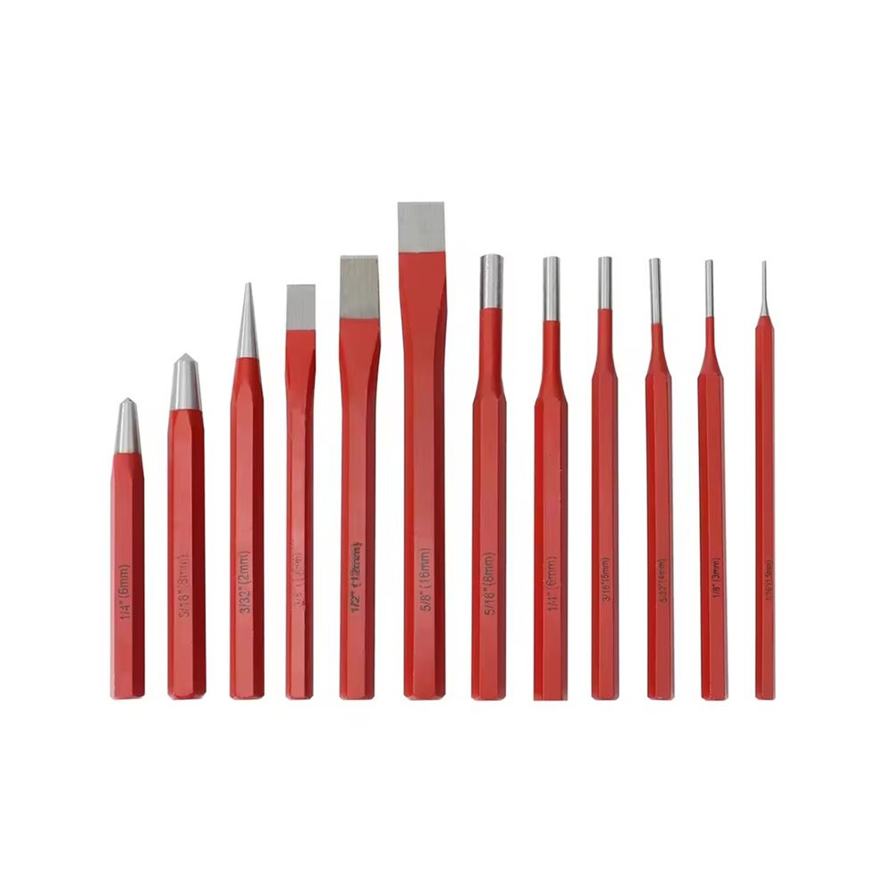12Pcs Punch And Chisel Set Digging Tools Chisel Mechanics Punch For Woodworking, Metal, And Stone Carving 4713580634102