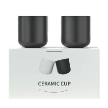 2-Teiliges Kaffeetassen-Set Aus Keramik, Espresso, Latte, Milch und Cold Brew, Verdicktes Design, Ideal für Küche und Zuhause, Schwarz