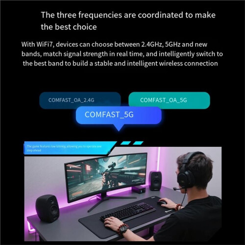 COMFAST BE930Pro WiFi7 Adapter  5.4 PCIE Tri-Band Wireless Card 9400M PC/Desktop Antenne Network Adapter for Win10/11 2