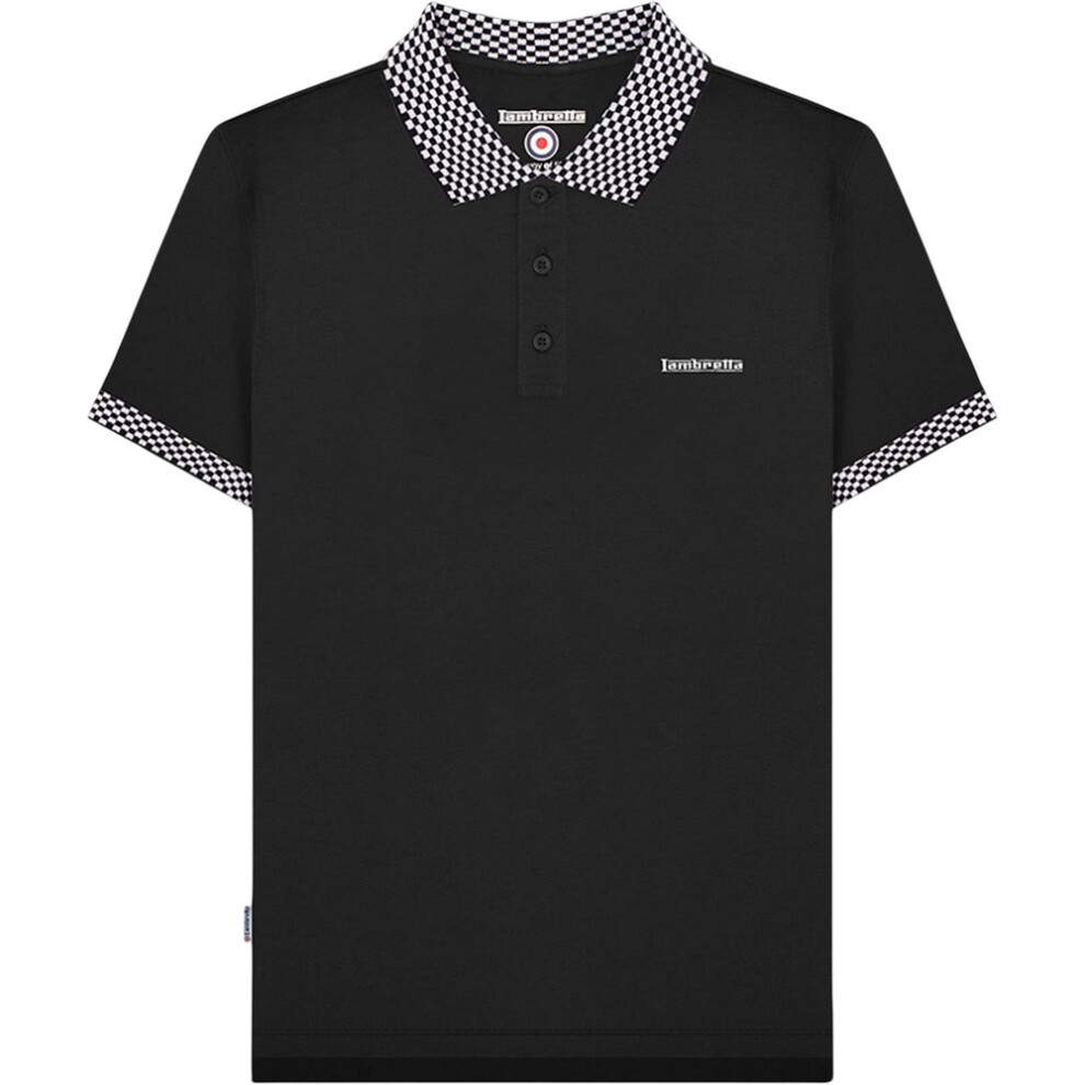 Lambretta (M, ) Mens Two Tone Badge Polo Shirt Black