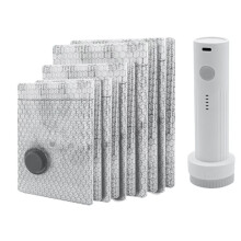Bolsas de Vacío para Ropa, Bomba Eléctrica Portátil, Paquete de 12 Unidades, Bolsas de Compresión Que Ahorran Espacio para Equipaje y Maletas