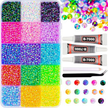15 Farben Harz-Gelee-Strasssteine, Glitzer-Set, 3 mm, 18.000 Stück, Flache Strasssteine für Nägel, Kleidung, Schuhe, Kunstbuch