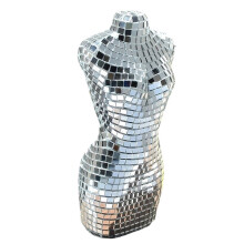 Handmade Ceramic Disco Vase, 7-Inch Silver Floral Vase for Home Art Decor