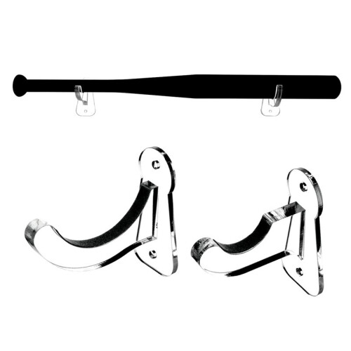 1 Pair Acrylic Baseball Wall Mounted Holder Baseball Bat Display Softball Bats Rack Collection Bracket Transparent 1