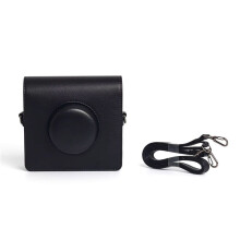 Retro Camera Bag Protective Case PU Leather Cover with Shoulder Strap for Instax WIDE Evo Black