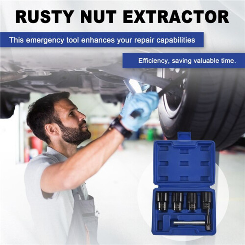 Lug Nut Remover Tool, 6 Piece Lug Nut Extractor Set 1/2 Inch Drive, Locking Lug Nut Remover Tool 1
