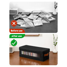 2 Stuks Opvouwbare Opbergdozen voor Cd'S en Dvd'S - Organizer van Non-Woven Stof met Deksel voor Videogames, Boeken en Kleding