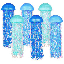 Lanternes en Papier Bleues Suspendues en Forme de Méduses pour une Fête sur le Thème Sous- et une Décoration D'Anniversaire sur le Thème des