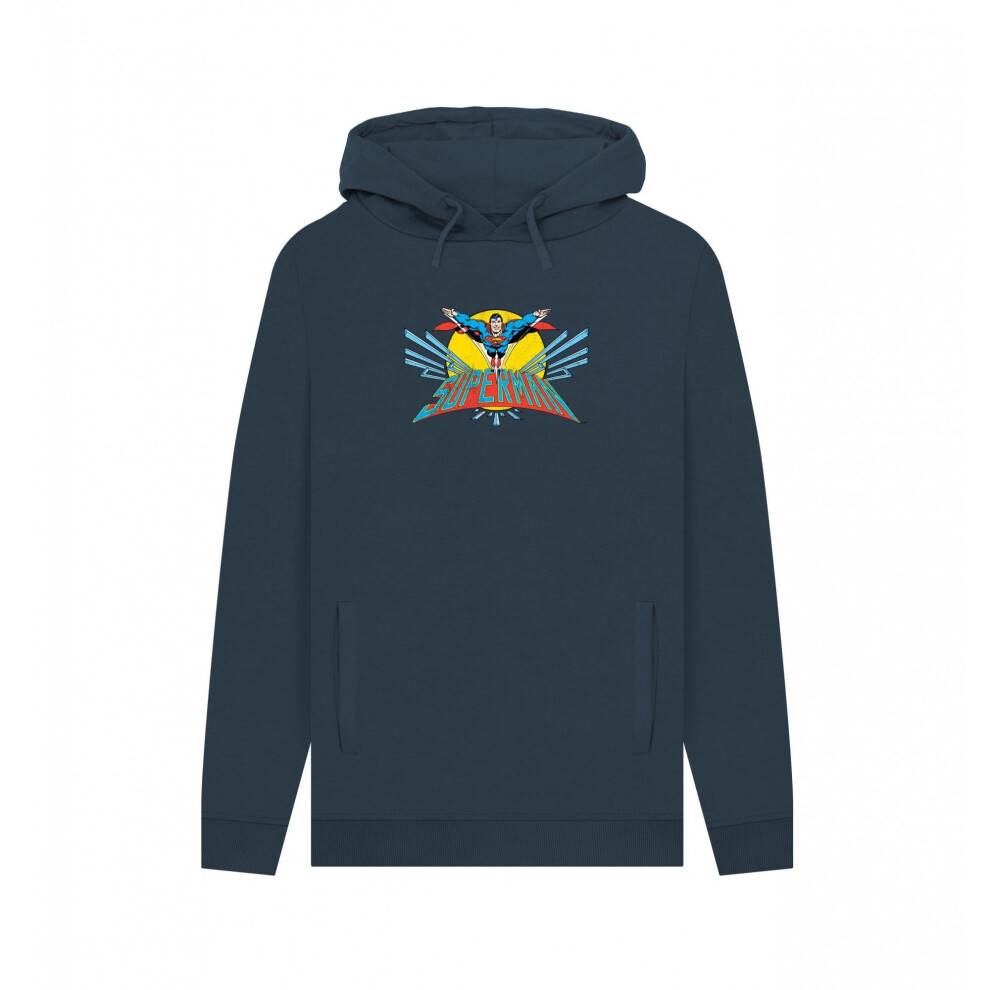 Superman (L, Navy) Unisex Adult Official Flying Hoodie Blue,Multicoloured