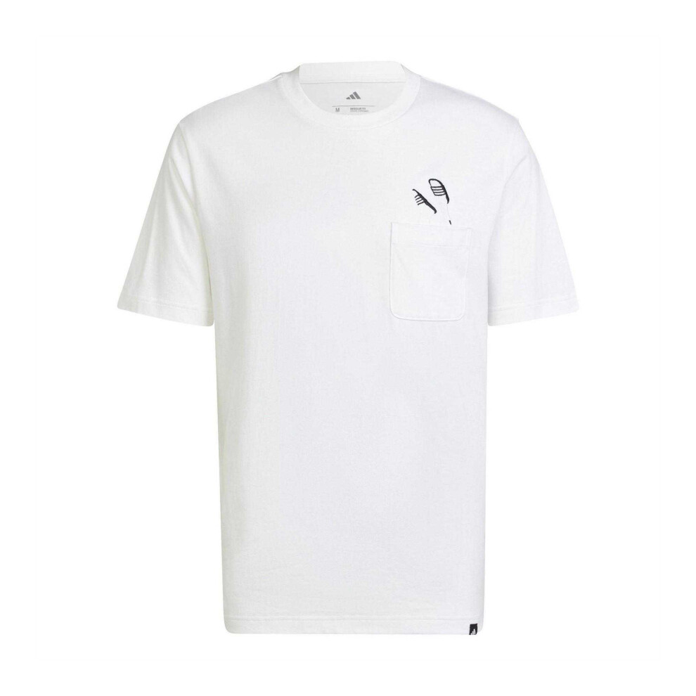 Adidas (M, ) Mens Pocket Slide Cotton T-Shirt White