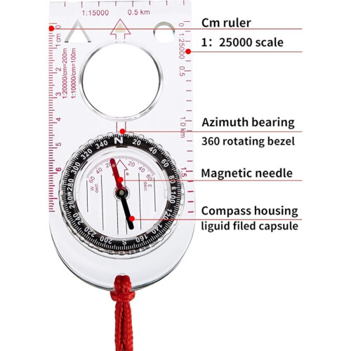 1set/6pcs Directional Compass in Bulk, with Tilted Magnifying Glass Ruler and Scale, Suitable for Class Gifts 2