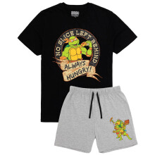 (L, Grey/Black) Teenage Mutant Ninja Turtles Mens Always Hungry Short-Sleeved Short Pyjama Set