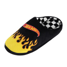 (9 UK-10 UK, Black/Yellow) Hot Wheels Mens Logo Mule Slippers