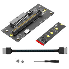 M.2-zu-PCIe-4.0-X16-Riserkabel mit Oculink SFF-8612/8611 32 Gbit/S für M.2-SSDs mit M-Key 2242, 2260 und 2280, ATX-24-PIN-Stromanschluss