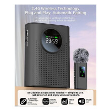 Voice Amplifier with Wireless Lavalier Lapel Mic, Portable Speaker PA System with LED Display for Teacher,Tour Guide
