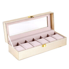 6 Grids Watch Storage Box Special Case for Women Female Girl Watches Decorative Organizer Fashion Gift 6 Slots Gold
