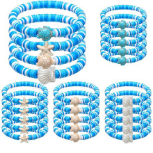 24 Pulseiras de Argila Polimérica com Contas - Tema Fundo Do Mar - Ideal para Festas de Verão Na Praia