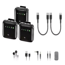 2.4G Wireless Lavalier Microphone System Audio Video Recording Microphone Mic for Android/Camera/Laptop