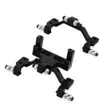 Metall-Servositz mit Vorderer und Hinterer Zugstange + Befestigungssitz für Wpl 1/16 C64 Metall-Upgrade-Teile RC-Car-Zubehör Schwarz