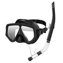 Snorkelmask och Snorkelset för Vuxna, Härdat Glas, Halvtorr Snorkel, Professionell Panoramasnorkelutrustning