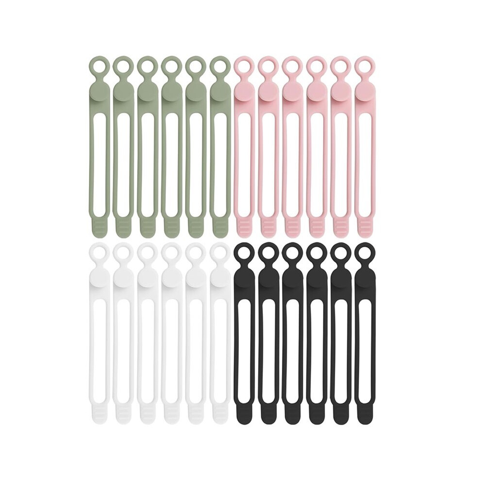 24Pcs Silicone Cable Strap Cord Organizer For Bundling Earphone, Phone Charger, Computer Cords, Reusable Cable Ties Set 6033652635812