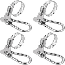 4 Pcs Flag Pole Clips, Outdoor Garden Flagpole Clamps with Carabiner, Adjustable Flagpole Clamps for Holding Flag