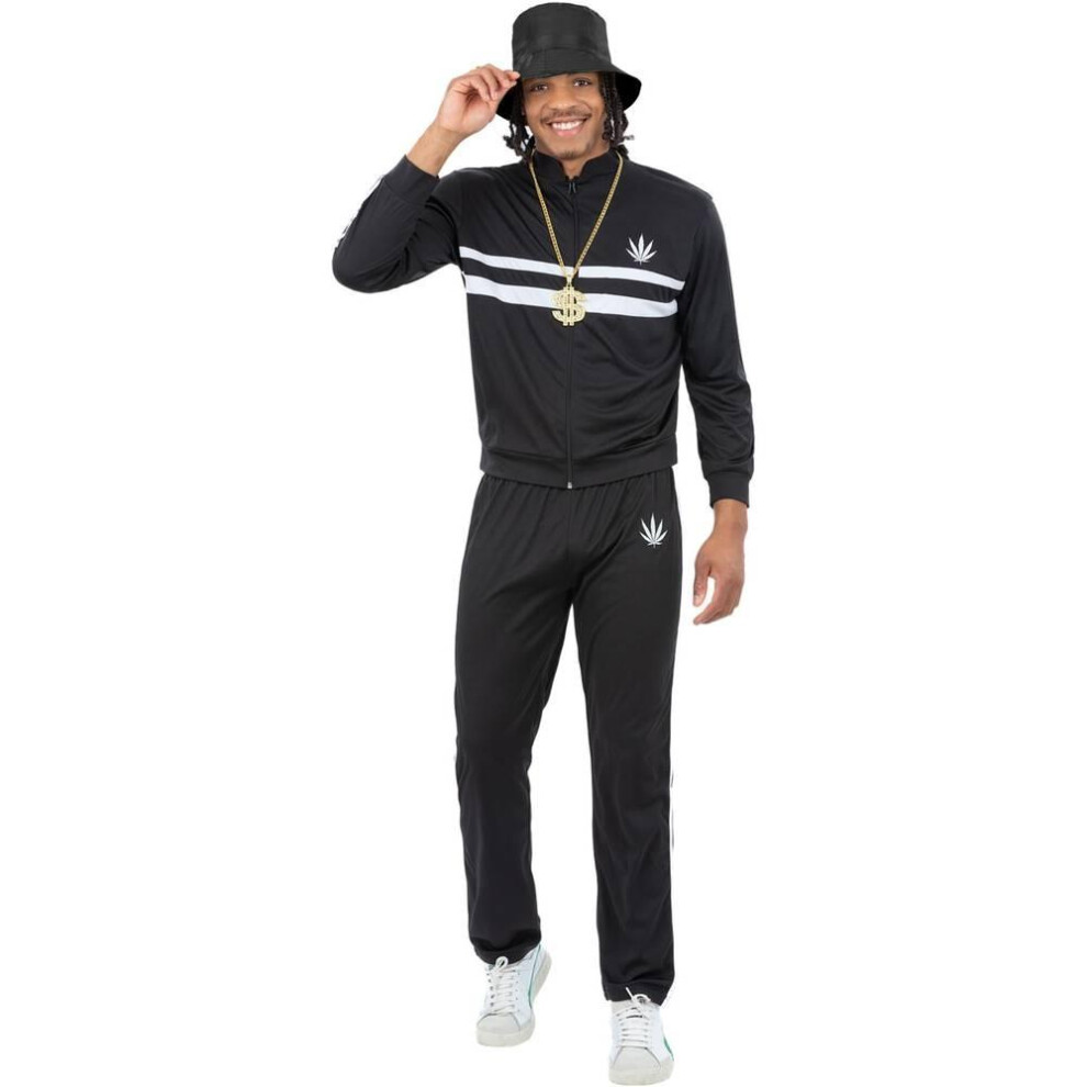Smiffys (Xl, ) Mens 90S Contrast Striped Costume Tracksuit Black