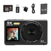5K Digitalkamera für Fotografie, 75 MP, 18-Facher Digitalzoom, Vintage-Vlog-Videorecorder mit 180-Klappbildschirm, Selfie-Funktion und WLAN